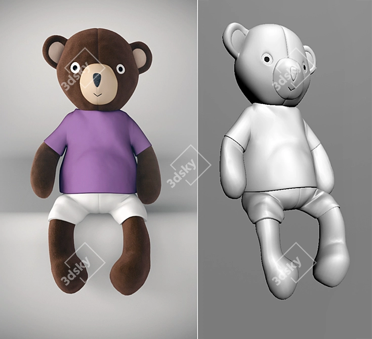 Cuddly Russian Teddy Bear 3D model image 1