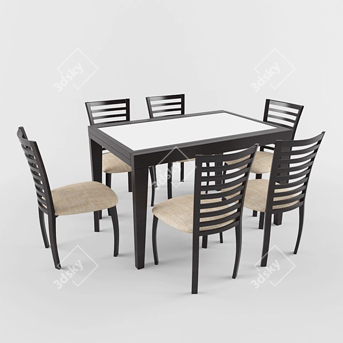 Elegant Bari Dining Set 3D model image 1