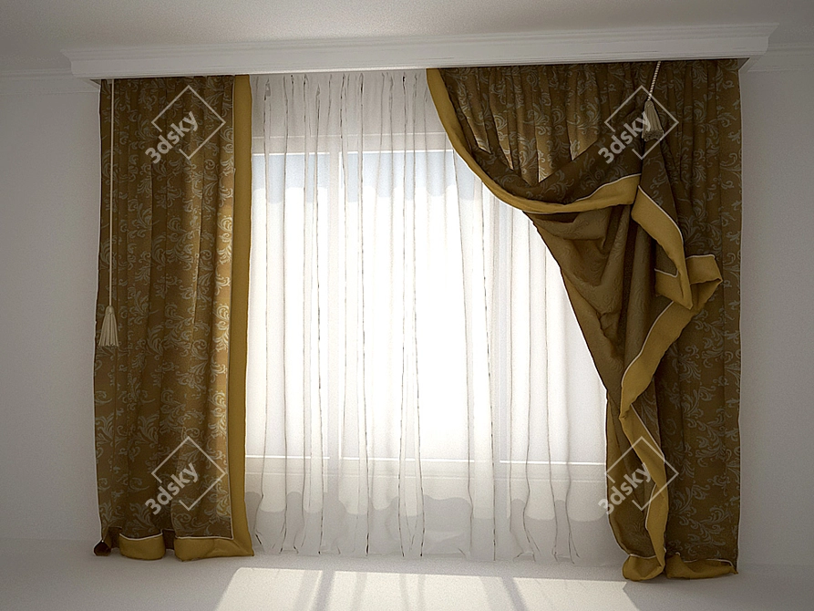 Classic Elegance Curtain 3D model image 1