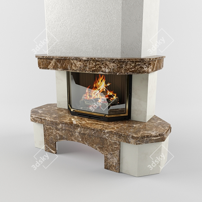 Elena Andalusia Corner Fireplace with Deco 770 3D model image 1