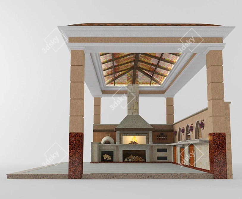 Mesh Texture Pergola Kit 3D model image 1