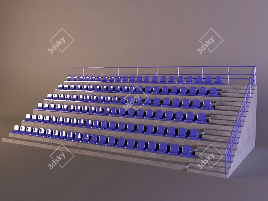 Mirrored Tribune Seating | 120 Spots 3D model image 1
