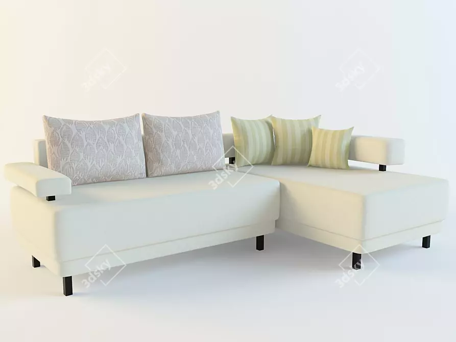 Cozy Corner Sofa for a Relaxing Holiday 3D model image 1