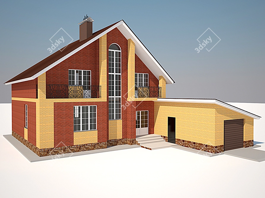 Spacious Brick Home: 300 sqm 3D model image 1