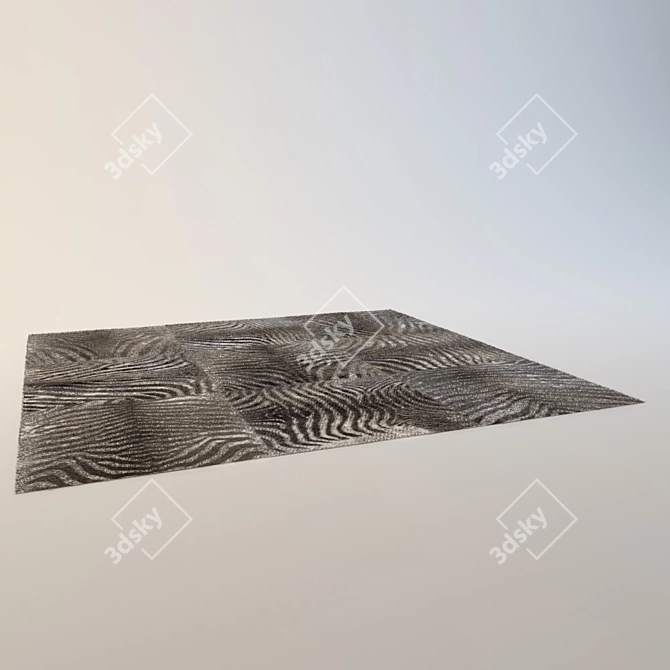 Zebra Print Cowhide Texture Carpet 3D model image 1