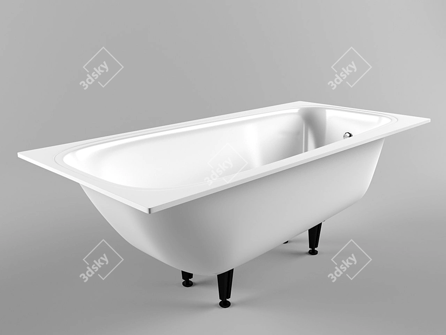 Durable Steel Bath - 150x70 3D model image 1