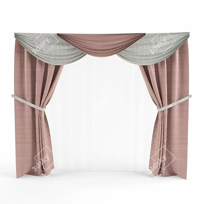 Luxury Textured Curtains 3D model image 1