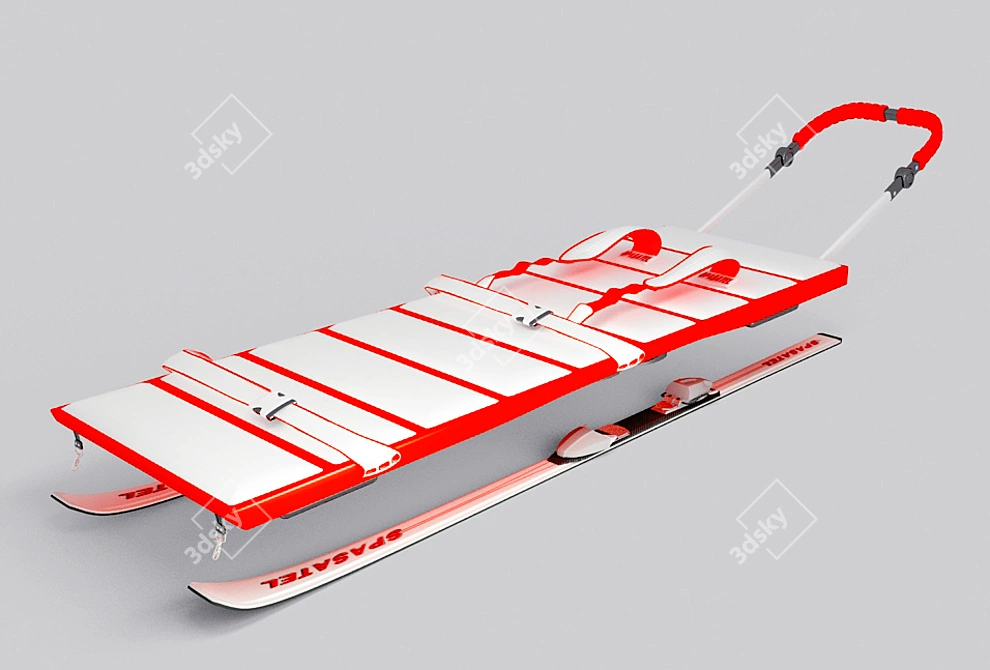 Modular Ski Stretcher: Portable Rescue Solution 3D model image 1