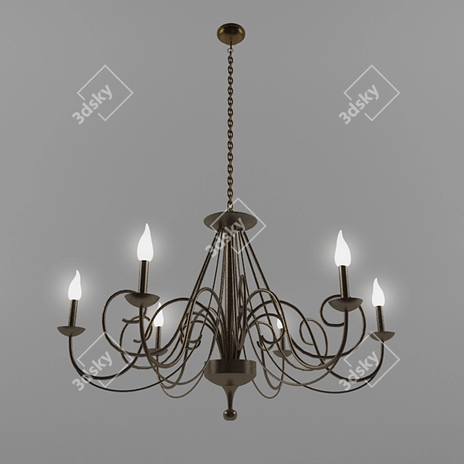 Ornate Iron Candle Chandelier 3D model image 1