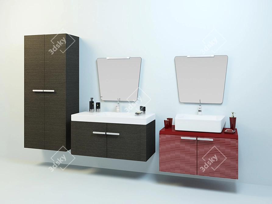 Custom Sized Bathroom Vanity Set 3D model image 1