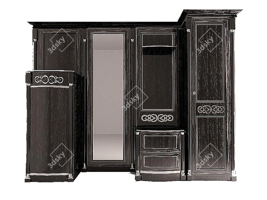 Black and Silver Entryway Hall Stand 3D model image 1