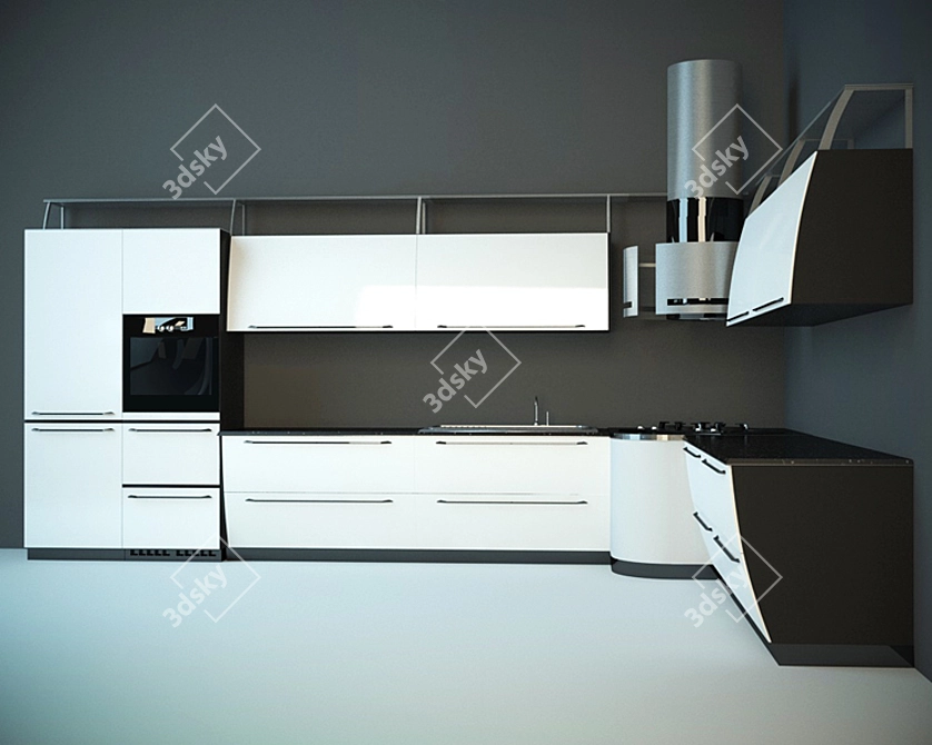 Modern Kitchen Set 3D model image 1