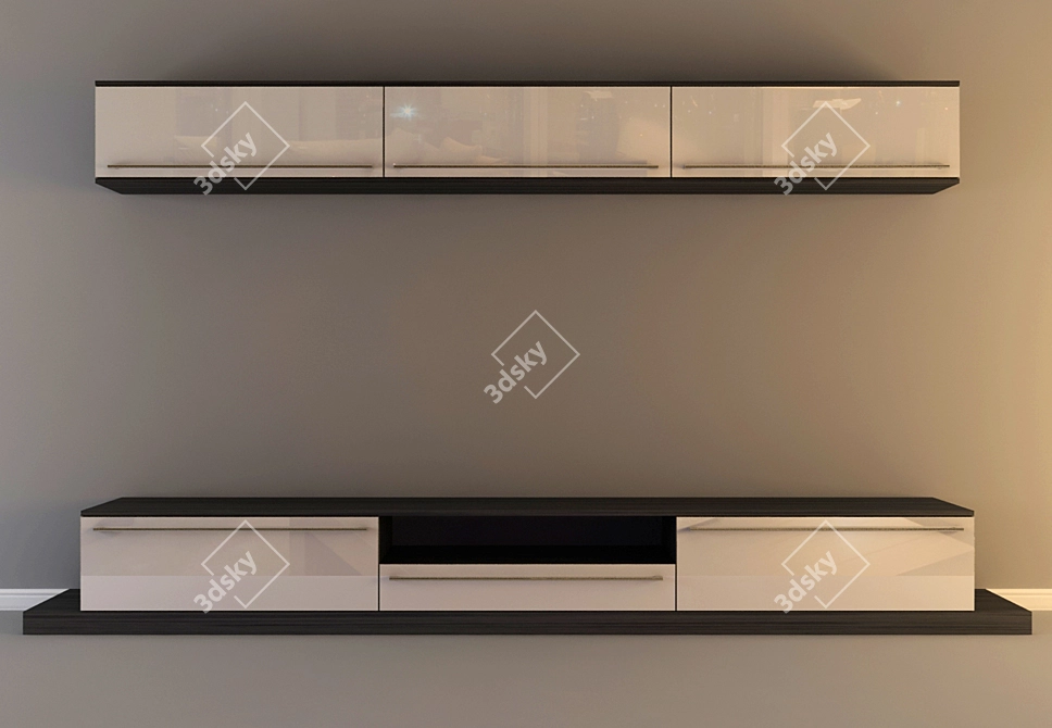 Minimalist Wall TV Stand 3D model image 1