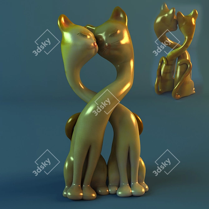 Graceful Kitty Figurine 3D model image 1