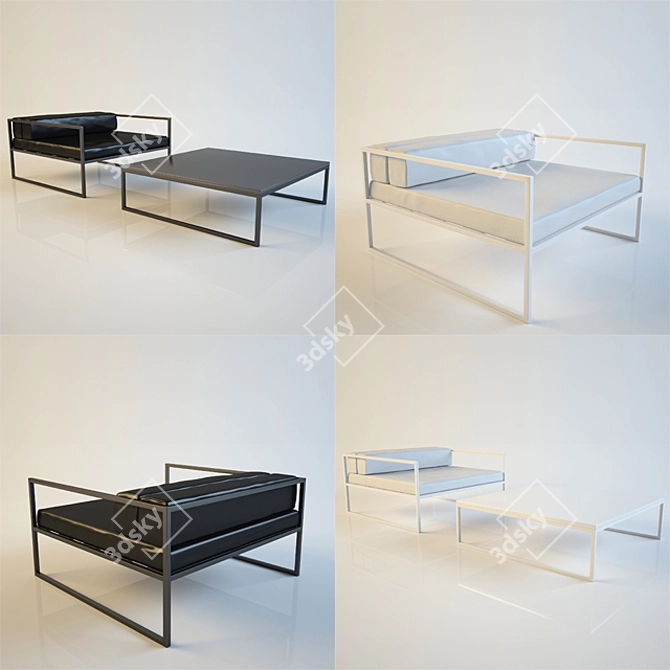 Elegant Fronzoni Armchair Set 3D model image 1