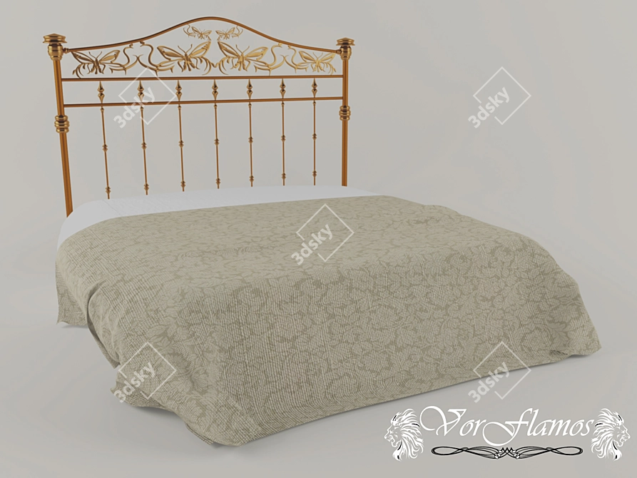 Bronze Wrought Iron Bed 3D model image 1