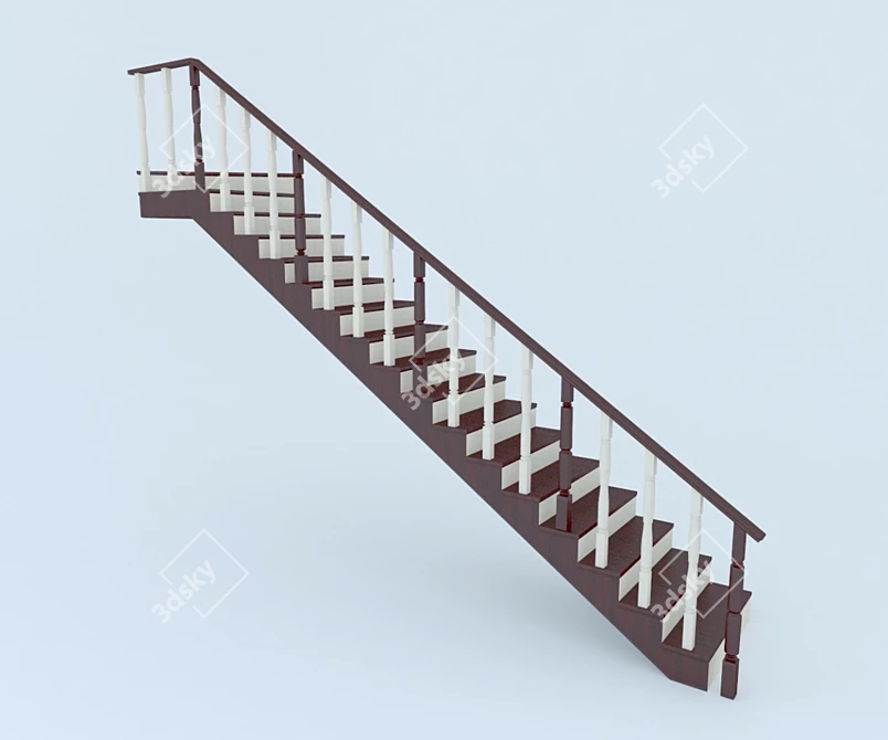 Custom Wooden Staircase | 3m Height, 4.6m Length 3D model image 1