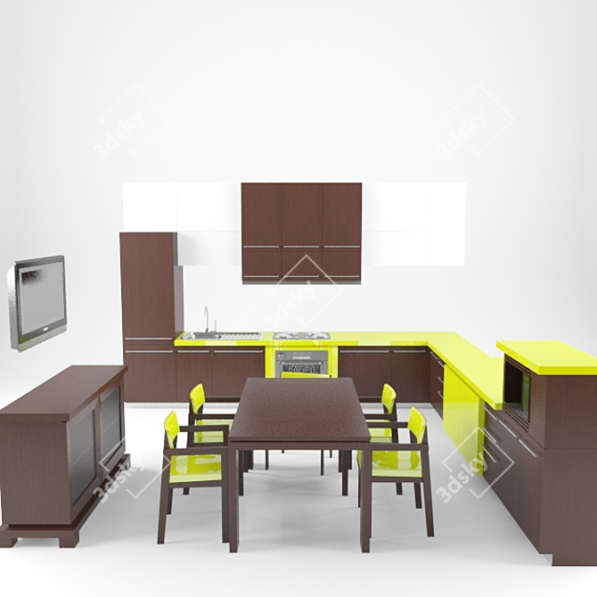  Modern Kitchen Set 3D model image 1