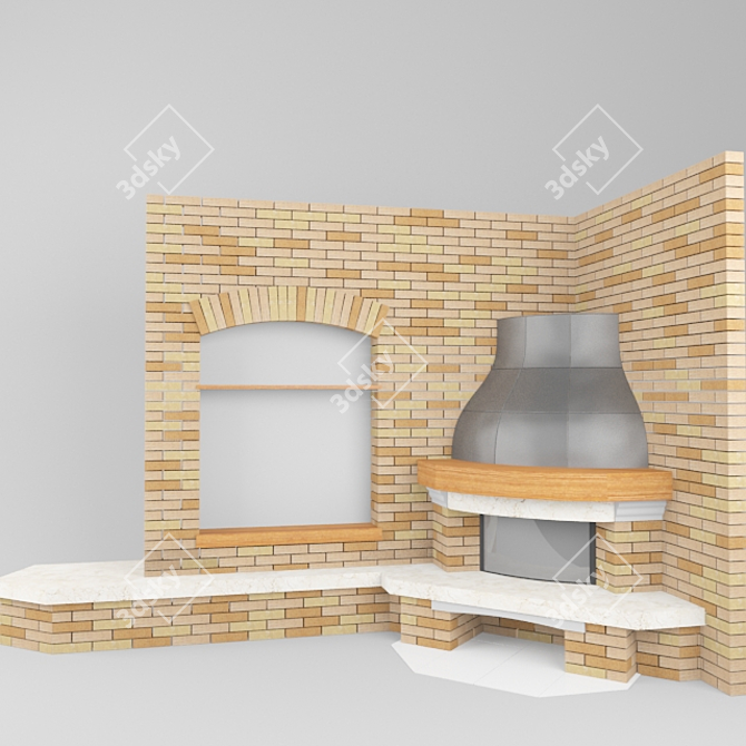 Country Style Fireplace 3D model image 1