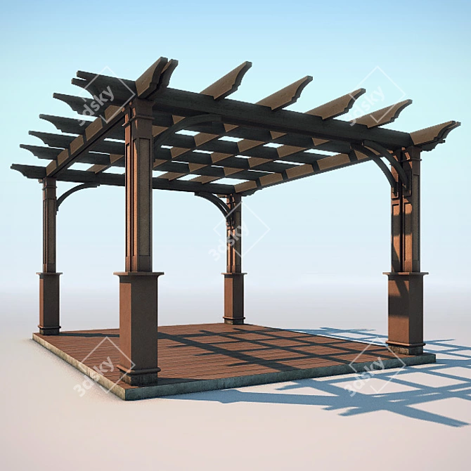 Stylish Textured Pergola 3D model image 1