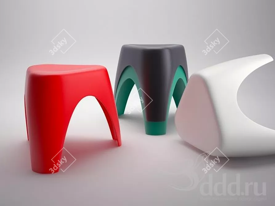 Elegant Vitra Elephant Stool 3D model image 1
