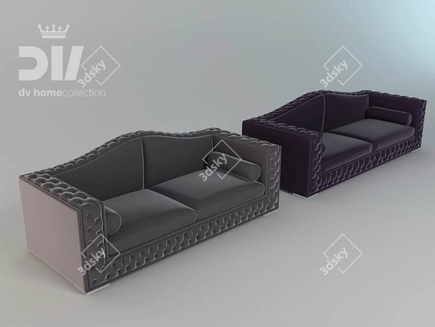 Italian Avery Velvet Sofa 3D model image 1