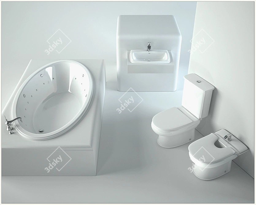 Roca Bathroom Suite: Sink, Bathtub, Toilet & Bidet 3D model image 1