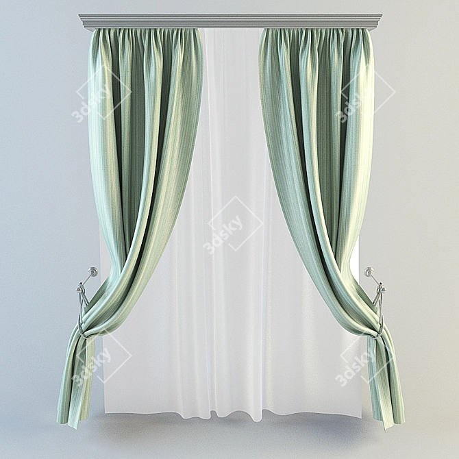 Modern Style Curtain with Textures 3D model image 1