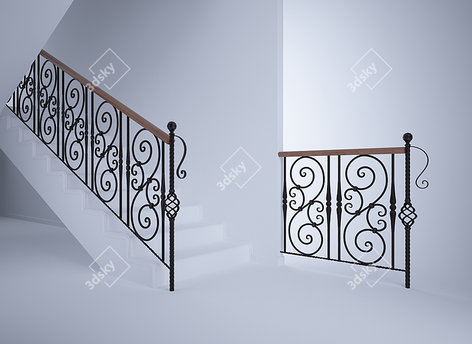 Elegant Steel Railings for Homes 3D model image 1