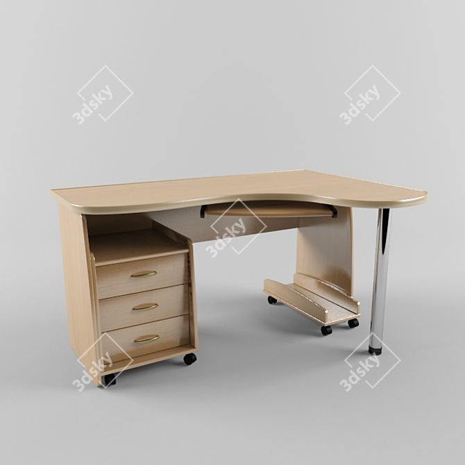 Modern Computer Desk 3D model image 1