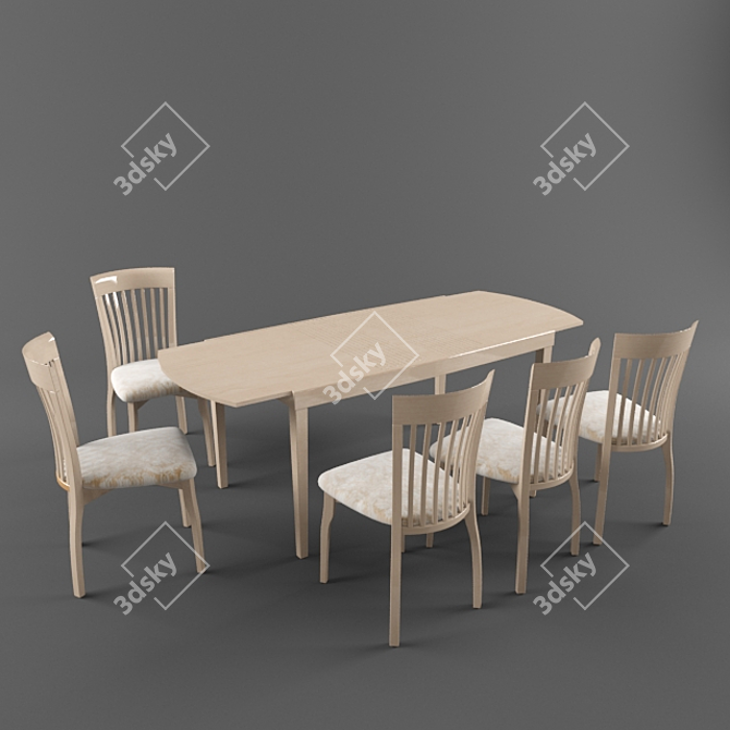 Sleek Dining Set 3D model image 1