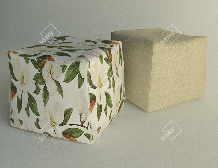 Cozy Textile Pouf: Stylish and Unique 3D model image 1