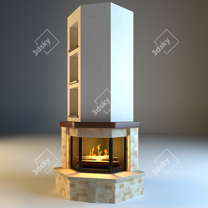 Elegant Abaco Fireplace: Edil Kamin 3D model image 1