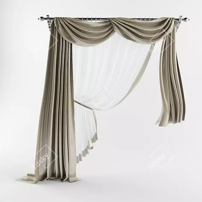 Title: Elegant Sheer Curtain with Texture 3D model image 1