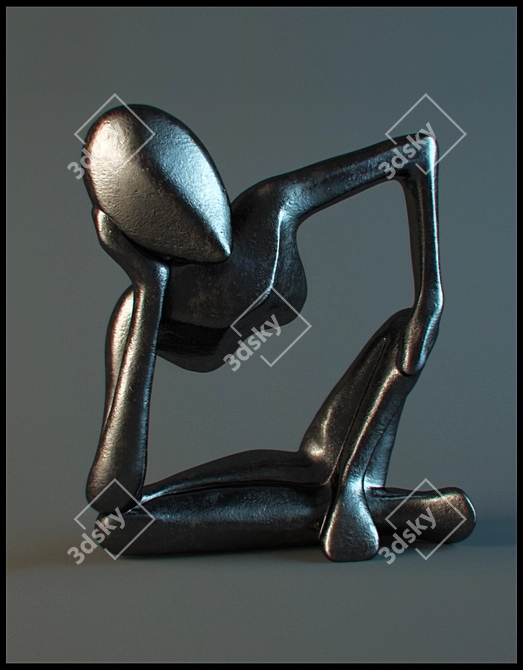 Title: Thai Inspired Black Resin Statuette 3D model image 1