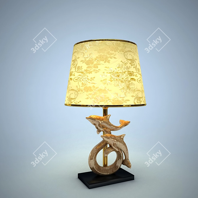 Marble Dolphins Table Lamp 3D model image 1