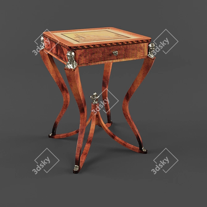 Russian Square Side Table - A249 3D model image 1