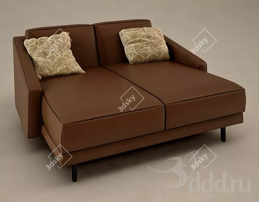 Luxury Leather Chaise Lounge 3D model image 1