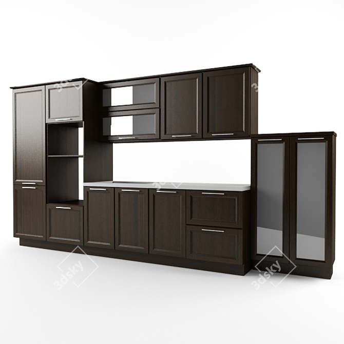 Sleek Semi-Panel Kitchen 3D model image 1