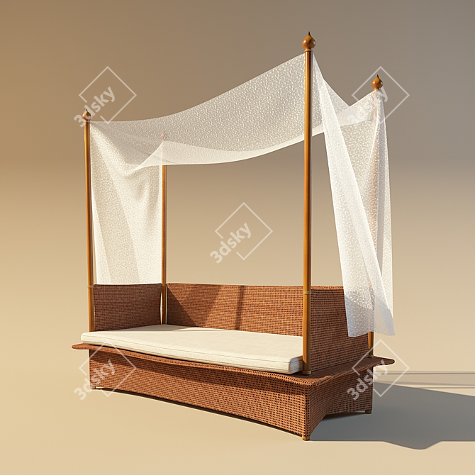 Luxury Daybed with Curtains 3D model image 1