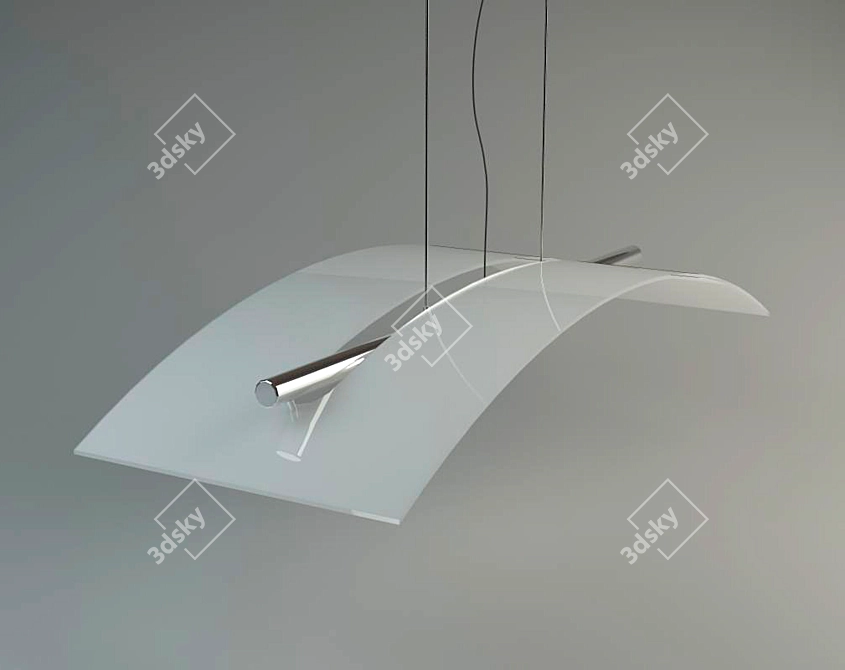 Phantom Chrome Pendant with White Glass - 90cm Width 3D model image 1