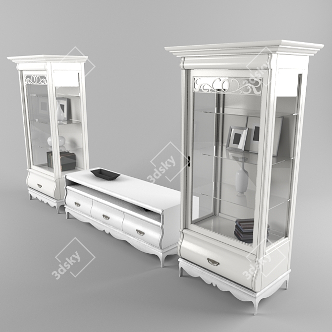 Versatile TV Base and Display Cabinets (Art 468, 467, and 477) 3D model image 1
