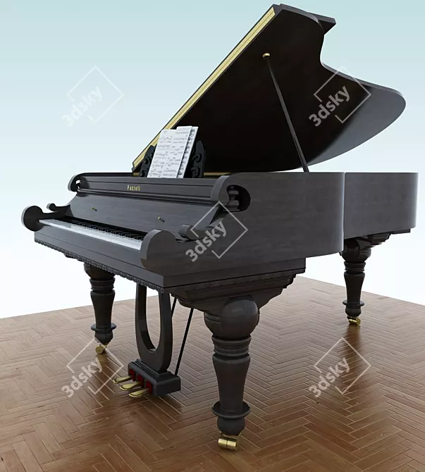 Elegant Ebony Grand Piano 3D model image 1