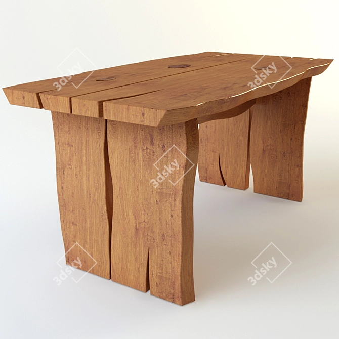 Sturdy Wooden Table 3D model image 1