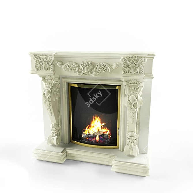 Classic Gaudi Decor Fireplace 3D model image 1