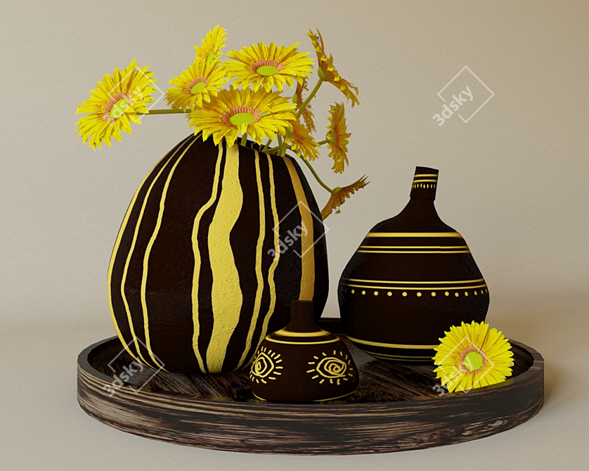 Ethnic-inspired Vases: Cultural Decor 3D model image 1