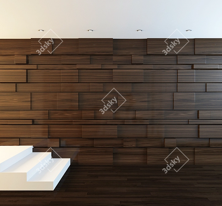 Elegant Wood Veneer Panel 3D model image 1