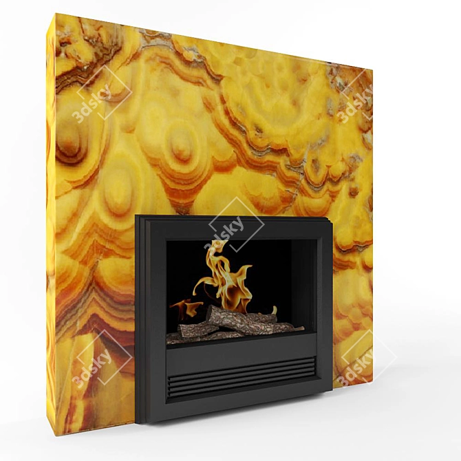 Sleek Onyx Fireplace 3D model image 1
