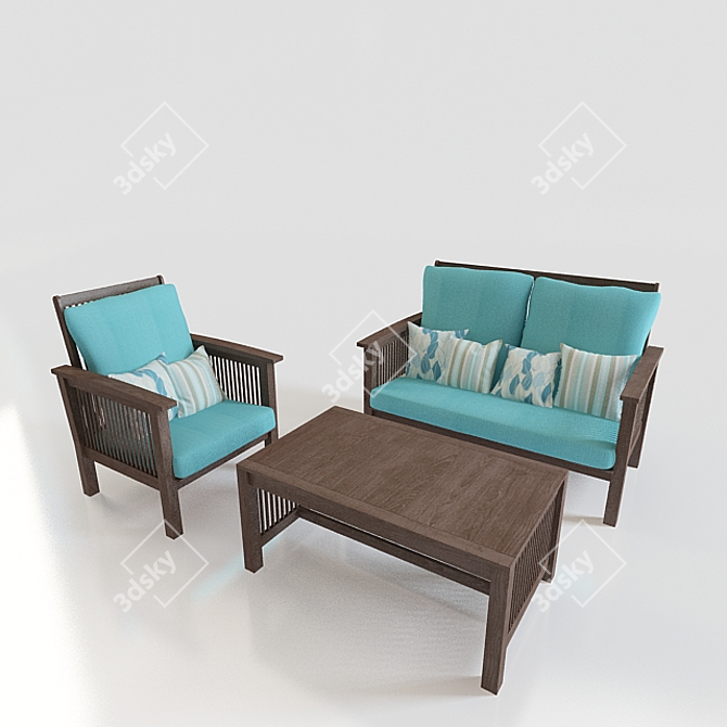 Sofa Plus Table Combo 3D model image 1