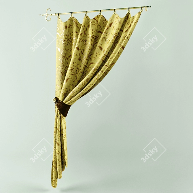 Elegant Tie-Up Curtain 3D model image 1